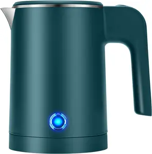 0.5L Small Portable Electric Tea Kettle Stainless Steel, Travel Mini Electric Coffee Kettle, Hot Water Boiler Heater for Business Trip, Camping, Travel, Office (Green)