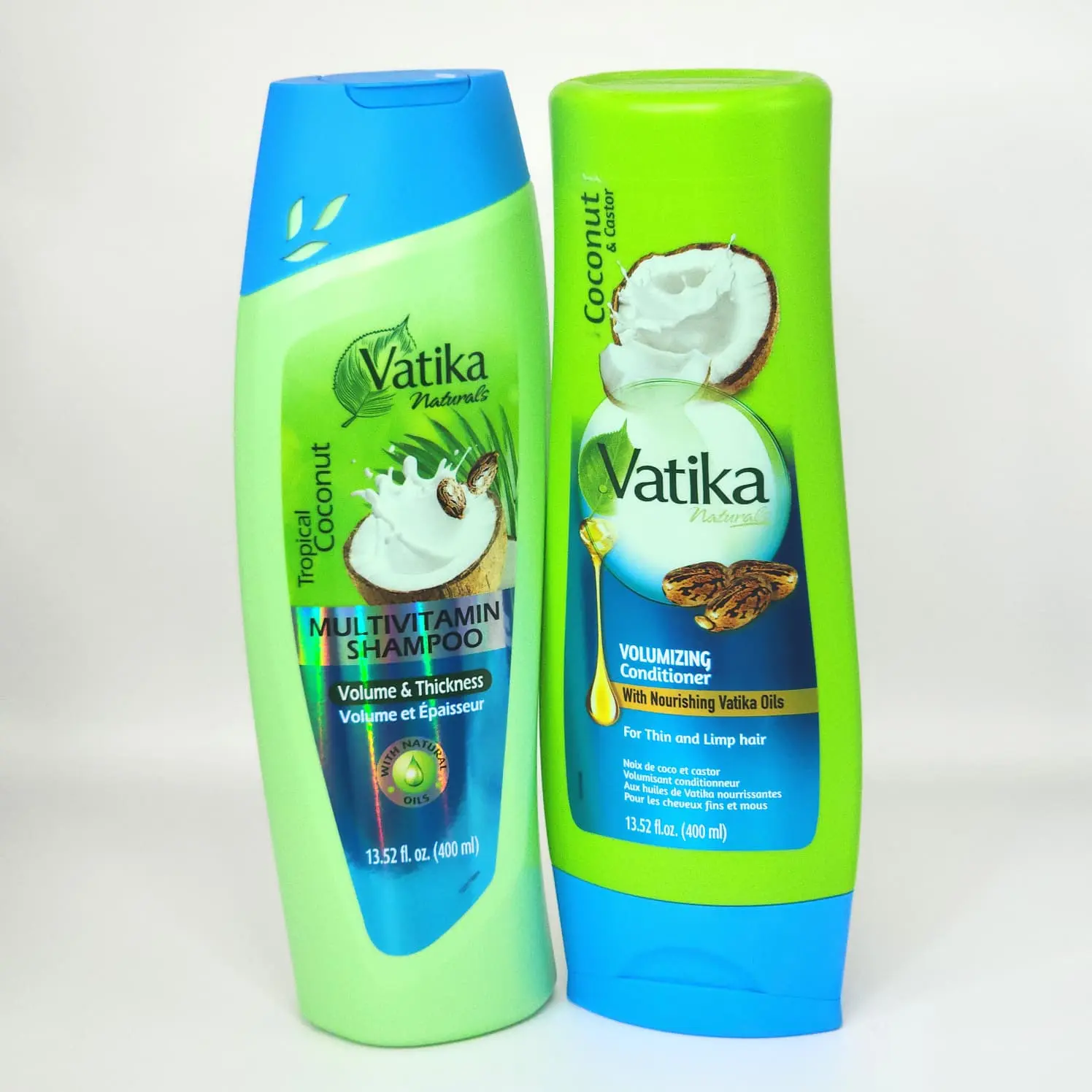 Vatika Naturals Tropical Coconut Volumizing Shampoo & Conditioner Set - Haircare Cleanser with Vatika Oil to Restore Volume for Thin, Limp Hair - 13.52 oz, Herbal, Moisturize, Smooth