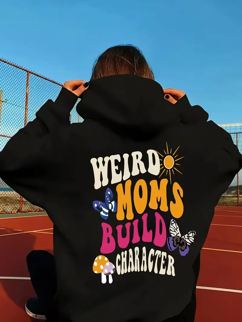 Colorful letter patterned hooded sweatshirt, Women's fun and trendy style top, soft and comfortable, outdoor casual and energetic item
