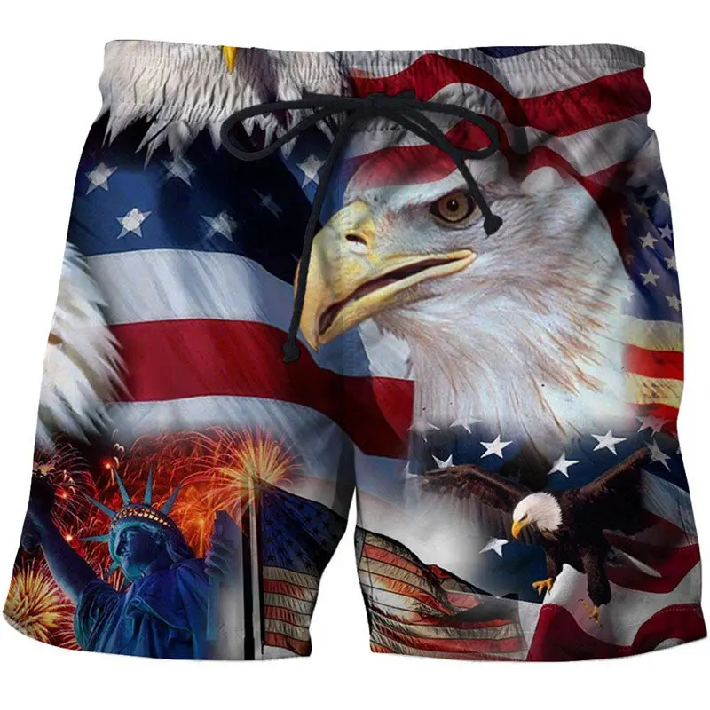 Swimwear Shorts USA National Flag 3D Printed Short Pants For Men Drawing Patterns Casual Beach Shorts Quick Dry Swim Trunks Cool Board Shorts
