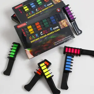 MeduGoga 6 Color Hair Chalk Comb Set – Vibrant Fluorescent Temporary Hair Color, Non-Toxic, Easy to Apply & Wash Off, Perfect for Kids, Cosplay, Party & Holiday Looks Haircare