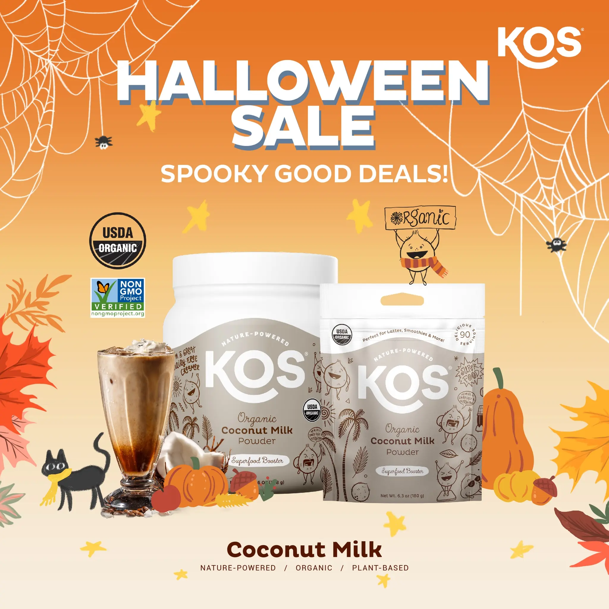 KOS Organic Creamy Coconut Milk Powder, USDA Certified Organic - 0g Sugar, MCT Plant Based Creamer for Coffee, Smoothies, Vegan, Keto, Paleo Friendly, Non-GMO, Gluten or Dairy