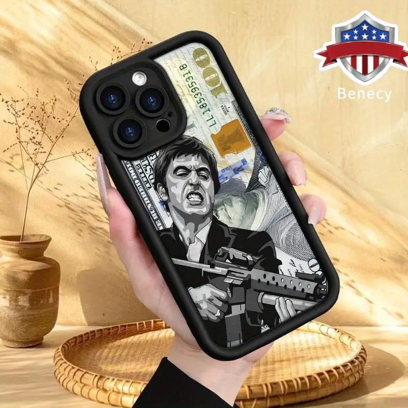 Customized Scar Face Painted Pattern Smartphone Casing for iPhone 11-17, Pro Max, Air, Plus - Shockproof, Rugged Durable Silicone Cover, Handheld Devices Protection, Mobile Phone Accessories
