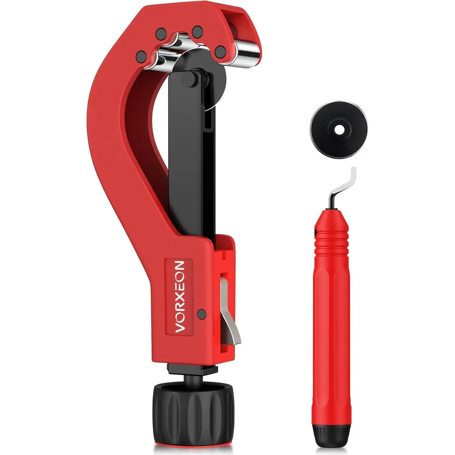 Pipe Cutter Tool Set 14-63mm (0.55-2.48 inch) with Deburring Tool and Spare Blade, Smooth Ratchet Cutting for Copper, Aluminum, Steel, PVC Pipes, DIY Plumbing
