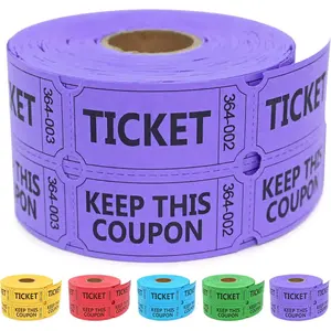 500 Raffle Tickets Double Roll, Raffle Tickets Roll with Name and Phone Number, for Raffle, Events, Classroom, Entry, Class Reward & Door Prize (Purple)