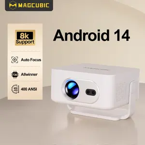 [US warehouse] Magcubic HY300MAX Projector Auto Focus 8K Decode HD 400ANSI Android 14 Allwinner H726 with 0.8:1 Throw Ratio Dual WiFi6 BT5.4 Auto Keystone HDR/HDR10+/HLG Native 720P Built-in Speaker Portable Mini Home Cinema Movie Outdoor