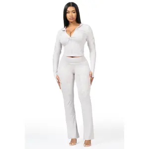 Talanie Grey Rhinestone Lounge Track Set