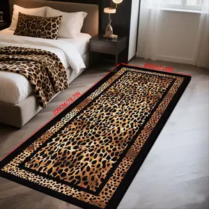 Modern Crystal Velvet Leopard Print Carpet, Leopard Print Rugs, Easy Clean Long Runner Rug for Bedroom & Living Room, Indoor Outdoor Decoration Mat