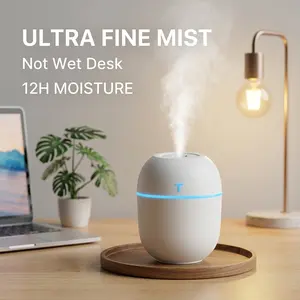Portable Cool Mist Humidifier, Quiet USB Small Humidifier with Night Light for Bedroom, Office & Travel, Easy to Clean Mini Air Humidifier