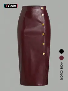 Women's Solid Color Fitted Skirt, Comfortable and Stylish, Perfect for Daily Wear, Casual Fashion, All-Season Clothing