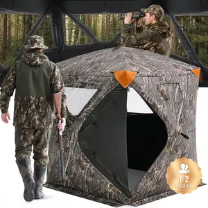 VEVOR Hunting Blind, TikTokShopBlackFriday, 270° Ground Blind, 1-2 Person Pop Up Deer Blind for Hunting with Carrying Bag, Portable Resilient Hunting Tent, 3 Horizontal Windows for Turkey and Deer Hunting