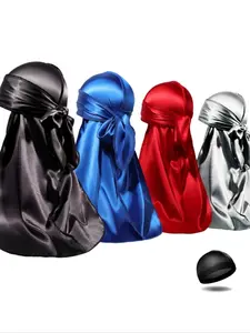5 Piece Set Silk Durag Headscarves Unisex, Wave Cap & Long Tail Scarfs, 360 Degree Elastic Band, Soft Breathable Hair Protection, Scarf Head Wrap