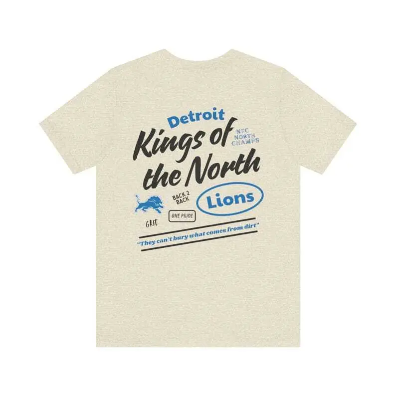 Detroit Lions North Champions Unisex Tee, Vintage Style GRIT Shirt, Back to Back Champions, Defend the Den, One Pride, Retro Football