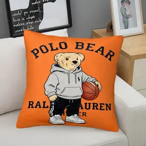 Soft short plush pillow with teddy bear print pattern, multiple patterns, soft and skin friendly, suitable for comfortable home or travel, lazy style at home