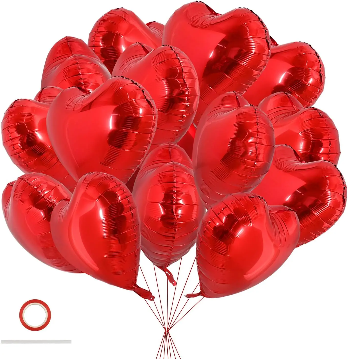 30Pcs 18 Inch Red Heart Balloons Valentine’s Day Heart Shape Foil Mylar Balloons Decoration for Romantic Valentine's Day Wedding Bridal Shower Anniversary Engagement Party Supplies