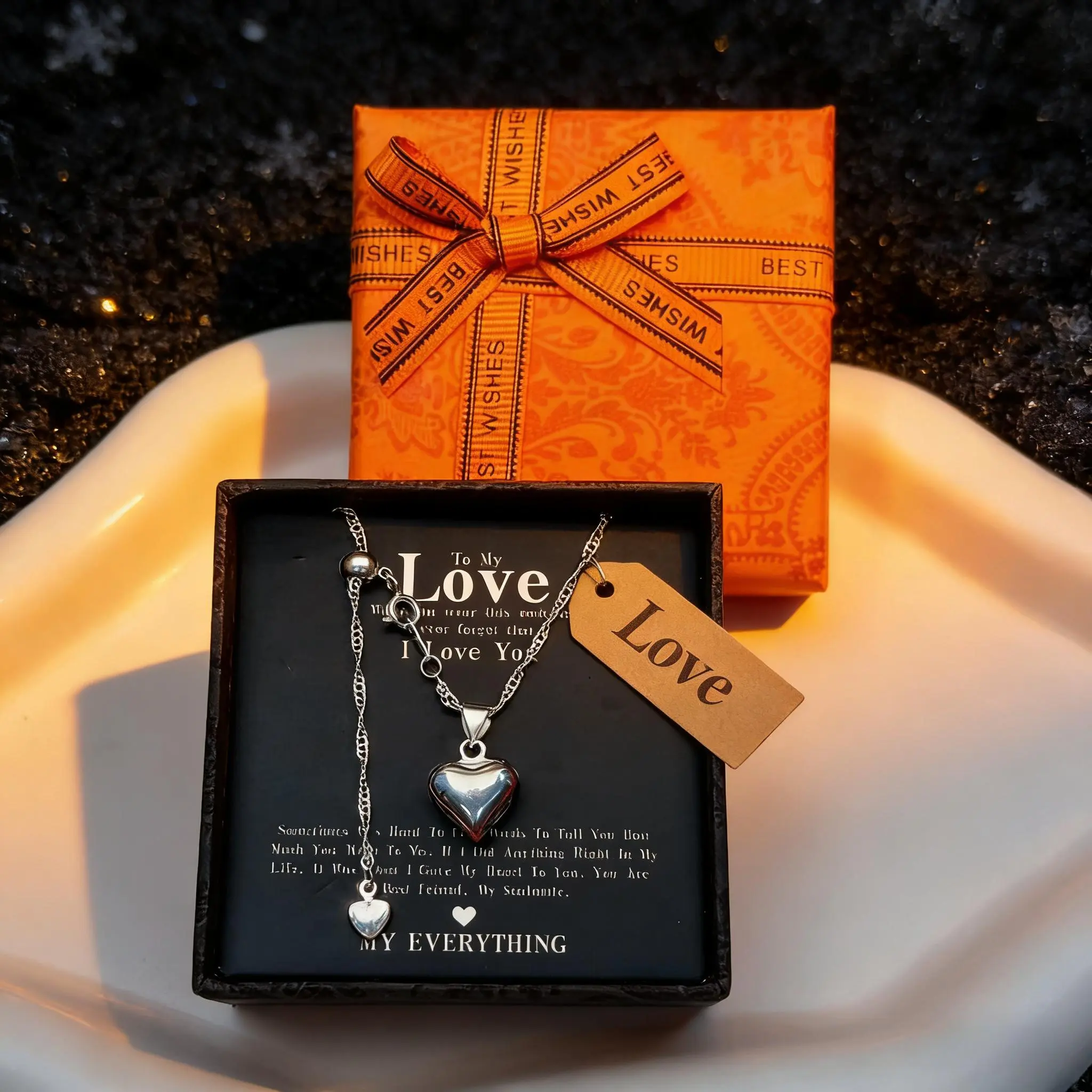 S925 Silver Plated  To My Love "I Love You" Heart Pendant Necklace Gift Set for Women, Heart Chain with Adjustable Link, Comes in "Best Wishes" Gift Box & Love Tag, Commitment Present for Girlfriend, Wife, Fiancée on Anniversary, Birthday, Mother’s Day