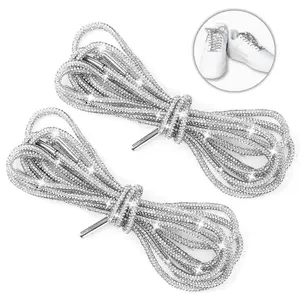 Rhinestone Glitter Shoe Laces - 1 Pair Exquisite Shiny Hoodie & Strings Shoelace Decor for DIY Canvas Shoes, Clothing, Bags Rope Crafting, Christmas Decorations