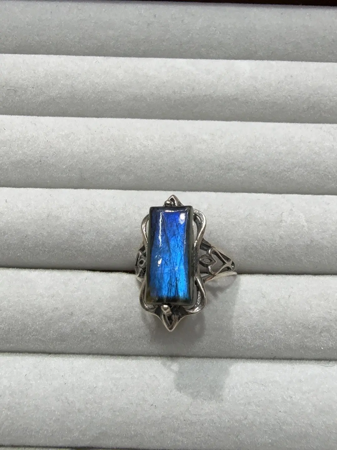 Selina(18463)gc Blue Flash Labradorite S925 Jewelry Ring, Natural Crystal Ring Jewelry for Women's Accessory Needs, Jewelry Rings
