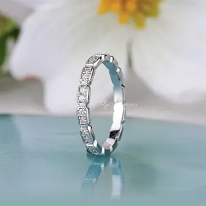 Round Cut Art Deco Full Eternity Wedding Band