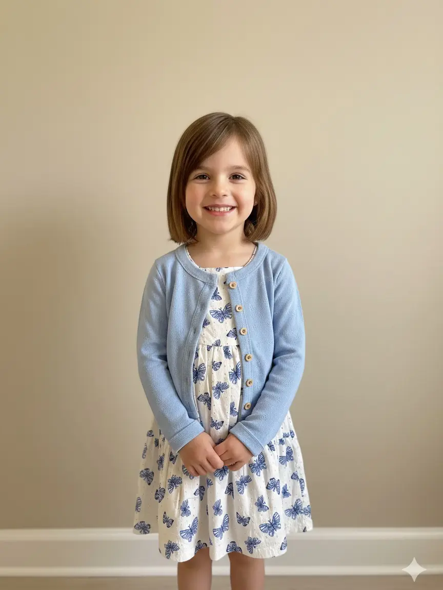 Girls Woven Dress & Cardigan Set