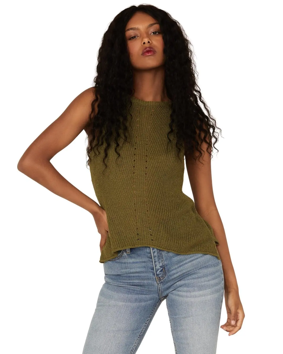 Panhandle Women's Halter Sweater Knit Tank - 49_3235-Olv