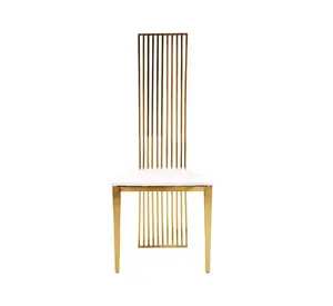 Gold High Back White Velvet Dining Chair for Sale