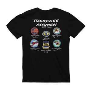 DEMARCIANO Men's Cotton Short-Sleeve Casual T-Shirt - Stylish Round Neck Streetwear Top with Tuskegee Distorted American Heroes Graphic Design, Shortsleeve