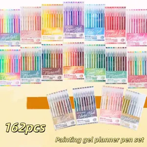 Languo 162 Color Gel Pens with Fine Tip, Suitable for Adult Coloring Books, Layered Acrylic Paint Markers, Ideal for Handwriting and Drawing