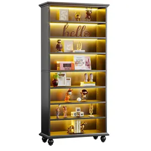 Tribesigns 69-Inch Tall Bookcase with LED Lighting, Modern 9-Tier Freestanding Bookshelf with Solid Wood Legs, Wooden Open Display Shelf Organizer for Living Room, Home Office selfmountingshelf