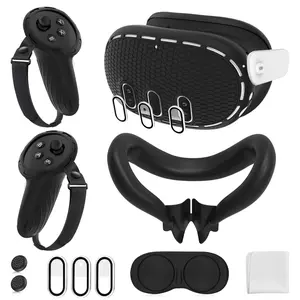 Compatible Silicone Case For Oculus/Meta Quest 3, Touch Controller Case, VR Case Case, Face Interface Case, Protective Lens Case, Tempered Glass Lens Cover