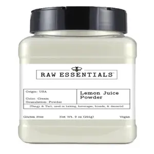 Raw Essentials Lemon Juice Powder - Tangy Citrus Flavor in Convenient Powdered Form for Cooking, Baking, Seasoning, Beverages, and More! -9 oz