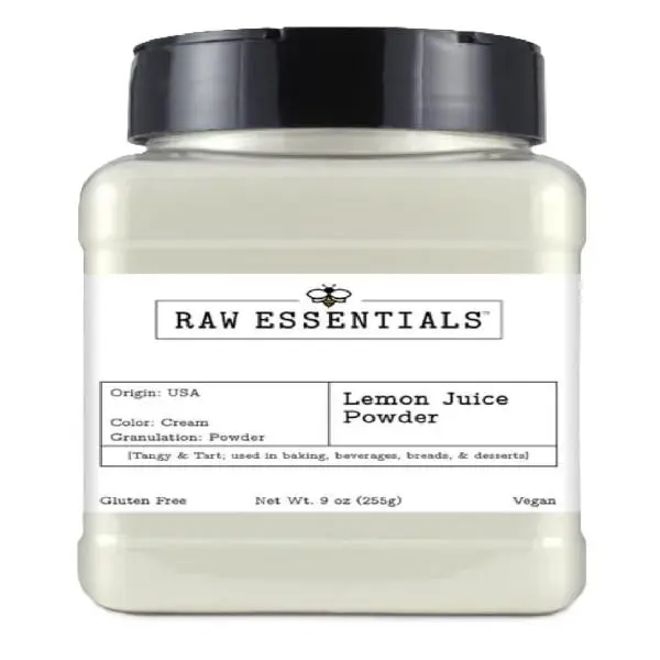 Raw Essentials Lemon Juice Powder - Tangy Citrus Flavor in Convenient Powdered Form for Cooking, Baking, Seasoning, Beverages, and More! -9 oz
