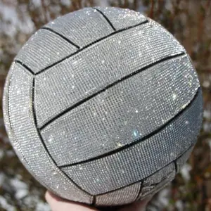 Diamond Custom Gemstone Volleyball - FullCoverage Personalized Team Bedazzled Ball for Sports Memorabilia, Gift, Homecoming, and More