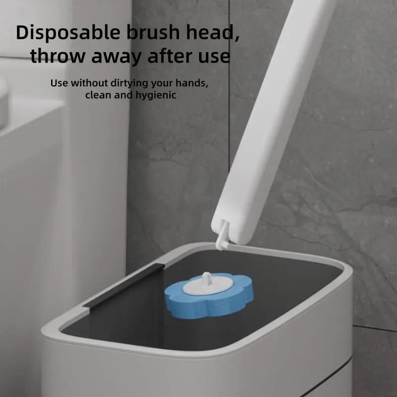 One-Use Toilet Cleaning Set, Toilet Wand, Includes 54 Replacement Brush Heads, Wall-Mounted Sink Cleaner System, Bathtub Drain Cover, Urinal Holder