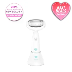 RIKI High Roller Skincare Daily Deep Tissue Massage Tool for Anti-Aging And Acne with red Light, Blue Light, Therapeutic wamth and Micro-current. Perfect for On-The-Go