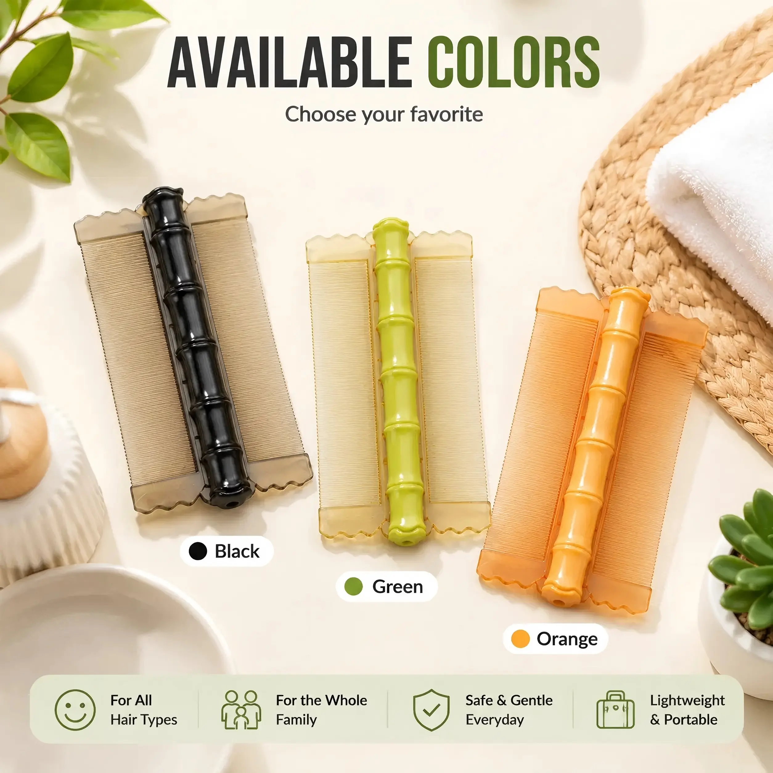 【Buy 1 Get 1 Free】 Women’s double-sided hair combs, wallet comb, wooden head combs for scalp massage, hair styling tool, narrow fine-tooth hair accessories, handle hair brush