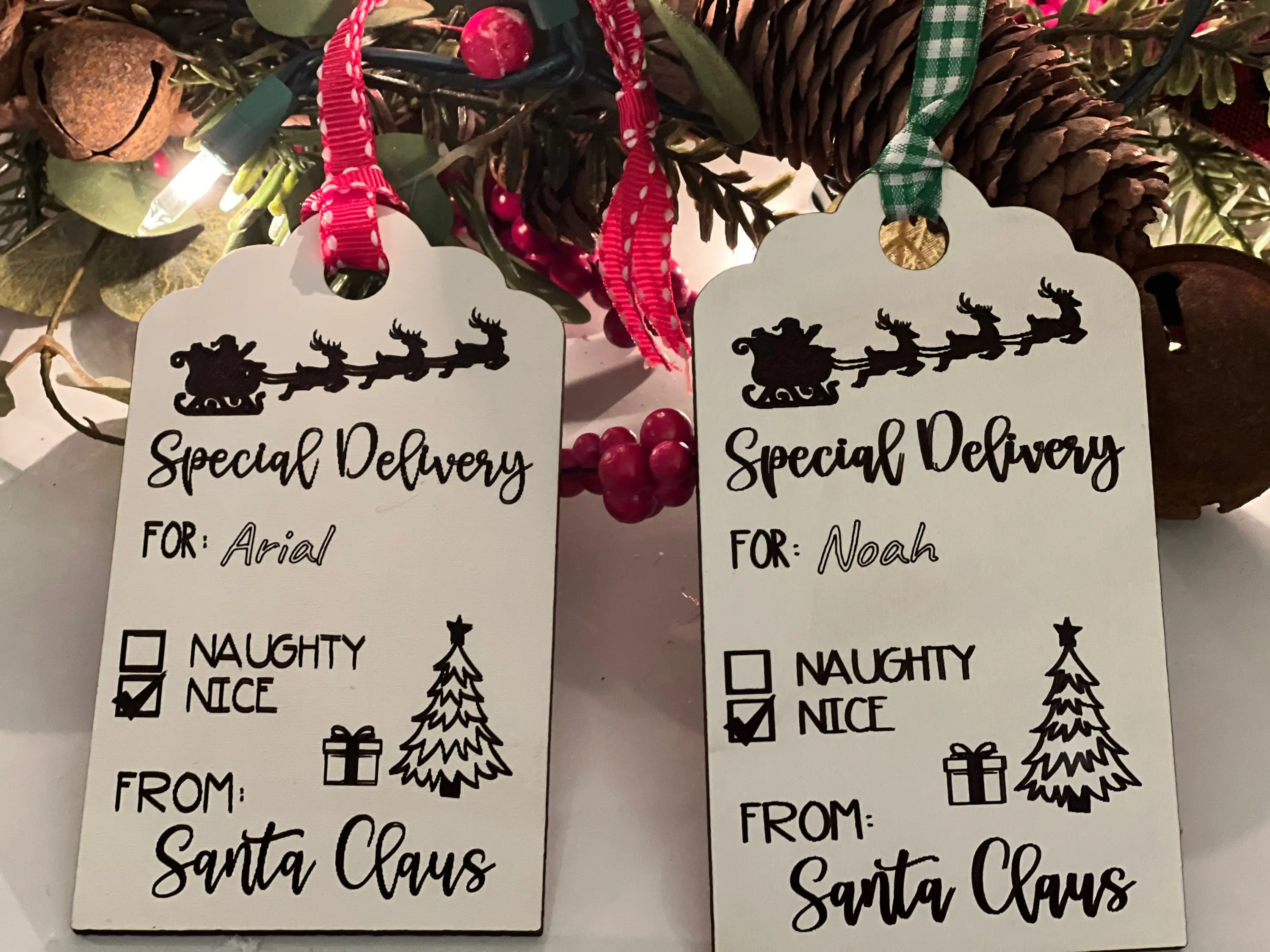 Personalized Engraved Santa Gift Tags, Gift from Santa Tag, Santa Ornament, Personalized Stocking tag, Personalized gift tag