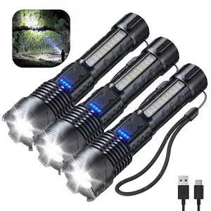 3pcs Flashlights High Lumens Rechargeable, LED Super Bright Flash Light with LCD Digital Display, 7 Mode, Waterproof, Powerful Flashlight for Emergencies Camping Gift