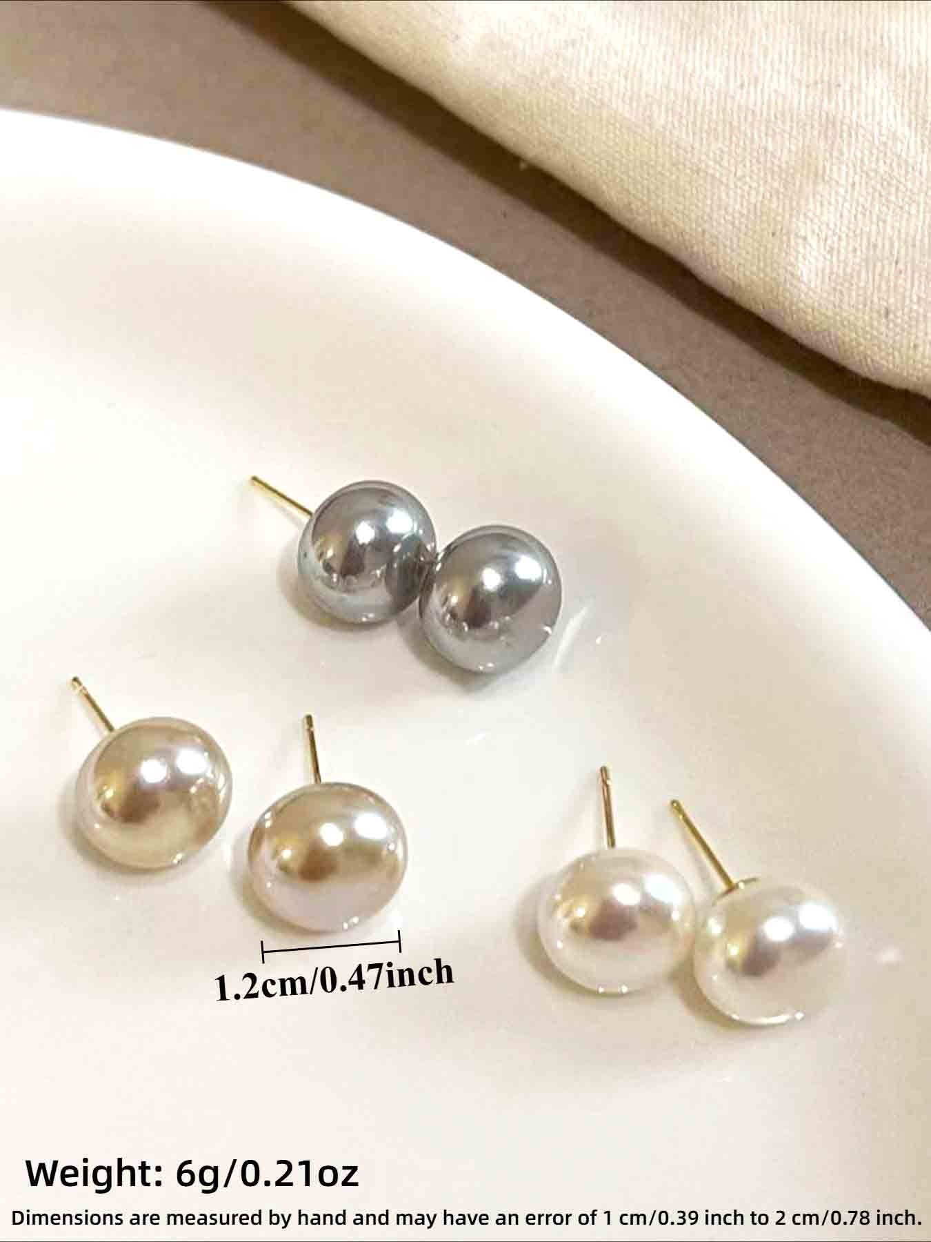Elegant Faux Pearl Earrings Set, 3 Pairs French Vintage Style, Simple and Stylish for Women, Daily Commute Wear, Versatile Ear Rings, Ear Studs