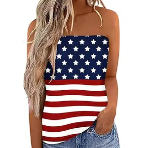 Chvity Women's American Flag Pattern Casual Sleeveless Top, Suitable for Independence Day Festivals and Casual Streetwear