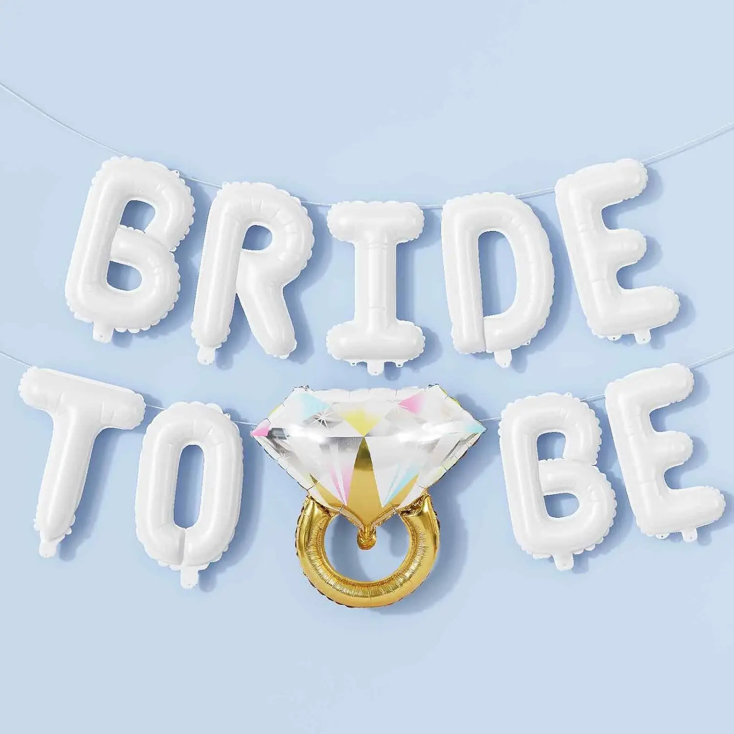 Bachelorette Party Balloon Set with Bride to Be Letters, Diamond Ring Foil, and Banner Decor