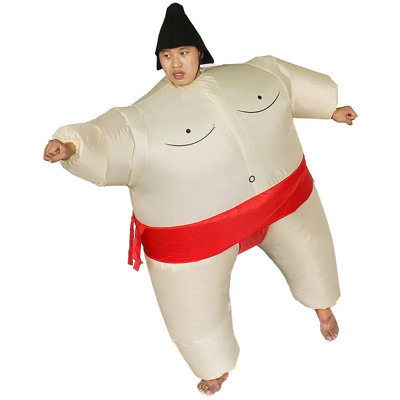 Sumo Wrestler Polyester Inflatable Costume, Battery-Free, Youth/Adult Sizes, Fits 155-190cm, Comes with Fan and Battery Box (Batteries Not Included), Suitable for Halloween Cosplay and Festival Carnivals