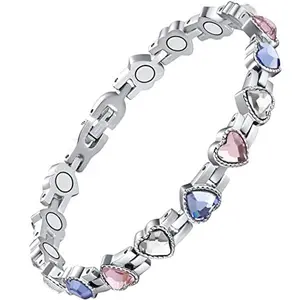 Nandudu Women's Copper Magnetic Exquisite Bracelet with Artificial Crystals - Adjustable Bracelet, Dainty Minimalist Fashion Accessory, Ideal Gift for Women, Adjustable Bracelets