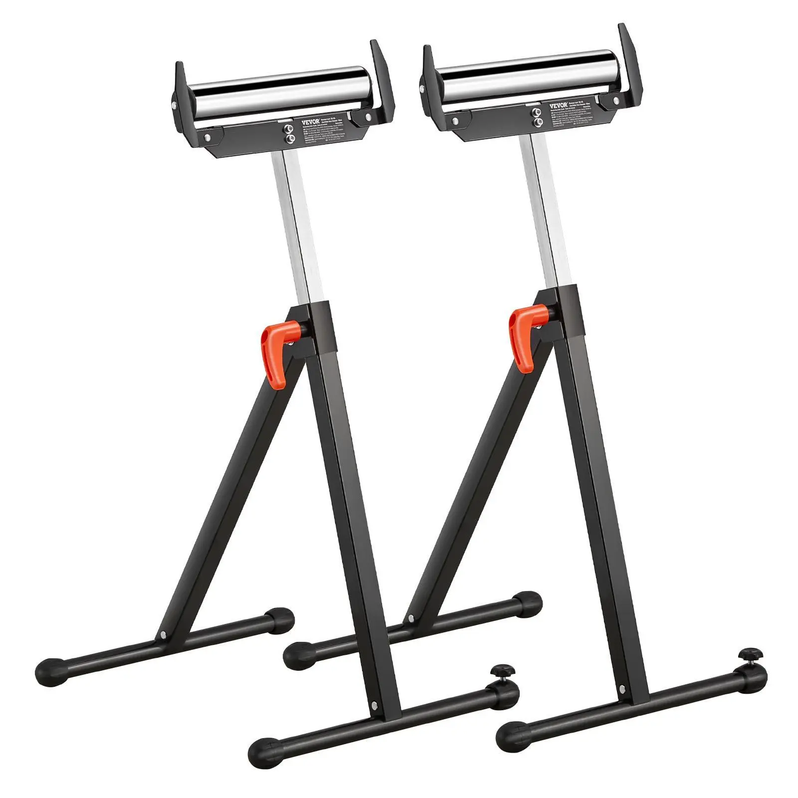 【Summerfinds】VEVOR 2-Pack Roller Stands, 250 lbs Load Capacity, 27-43 in Adjustable Height, Folding Heavy Duty with Polished Steel Roller Head & Edge Guides, for Table Saw Outfeed Woodworking Extension Support