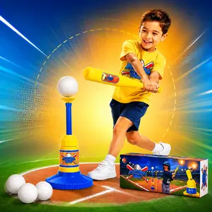 Baseball Training Tee Ball Popper Set with Bat & 3 Balls – Pop Up Hitting Trainer for Baseball Swing Practice