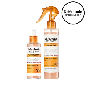 [Dr.Melaxin Official] Peel Shot Kojic Acid Turmeric Duo - 99% Pure Kojic Acid & Turmeric Serum & Spray - Official Shop