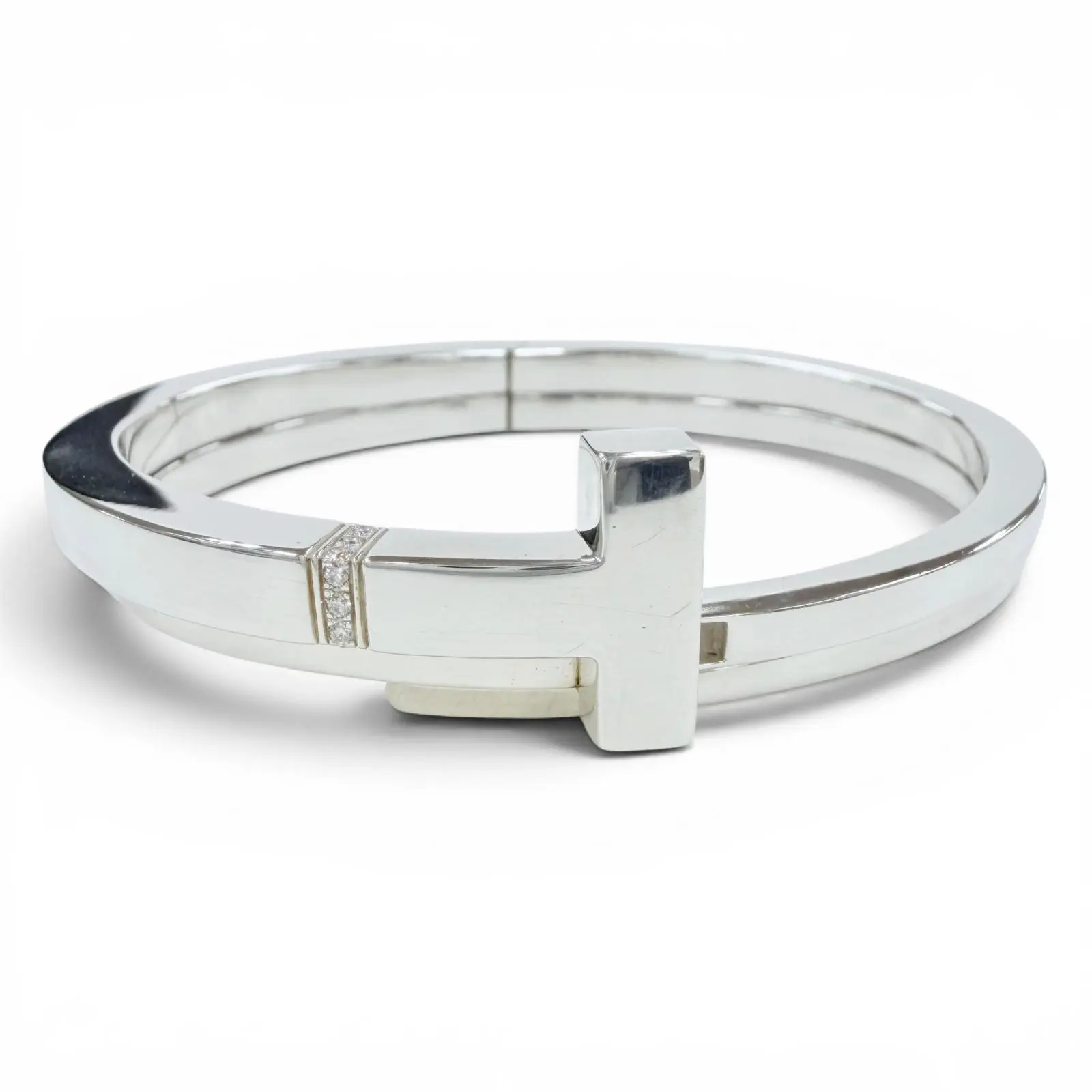 Pre-owned Tiffany & Co. Sterling Silver 925 (Ag925) Small Leather Goods T Square 925 Bracelet