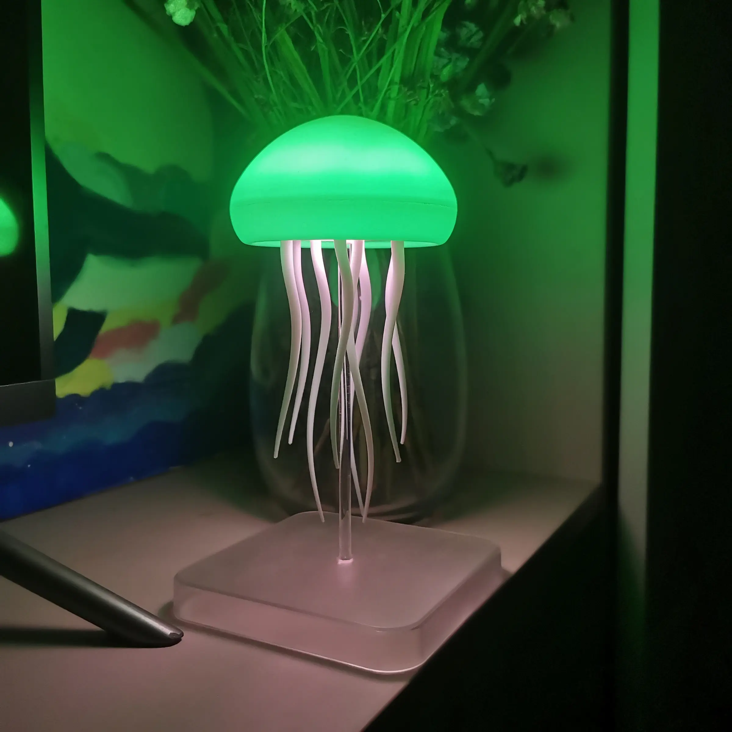 Upgraded Jellyfish Lamp - Sound-Activated Night Light, Decorative Led Light | Touch & Remote Control Dual Modes | Realistic Wiggling Tentacles | 15 RG LED Bulbs | 11 Light Effects | Chasing Lights | Perfect for Bedroom/Desk/Hallway/Bar