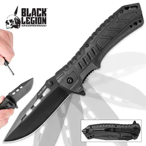 Black Legion Pocket Knife with Fire Starter