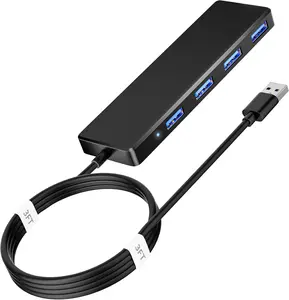 USB 3.0 Hub, 4 Ports USB A Splitter Ultra Slim Mini USB Expander, Multiple USB Hub for Laptop, PC, , Flash Drive, HDD, Console, Printer, Camera, Keyborad,  and More(3ft)